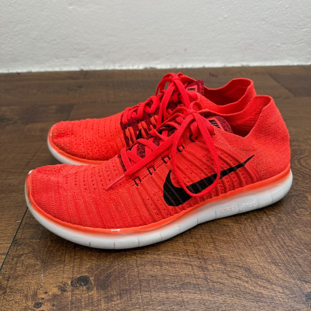 Nike Free RN Flyknit Men's Size 10 Running Shoes Sneakers Orange 831069-600